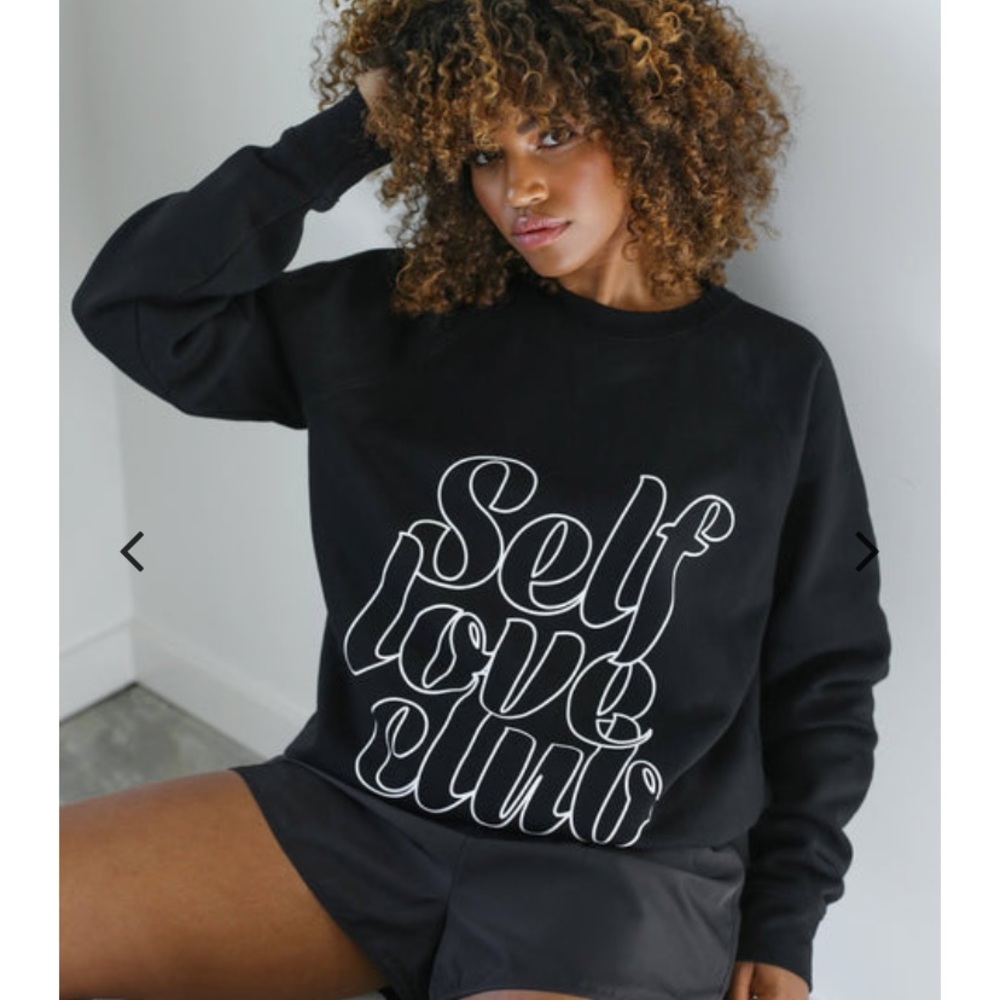 Black Brunette self love club crew neck sweater. New with tags.